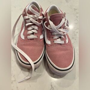 Vans Pink Suede Old Skool Sneakers with White Stripe